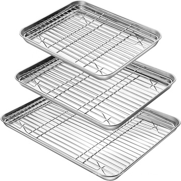 Serving Tray 304 Stainless Steel Dinnerware Set Food Tray BBQ Sheet Tray